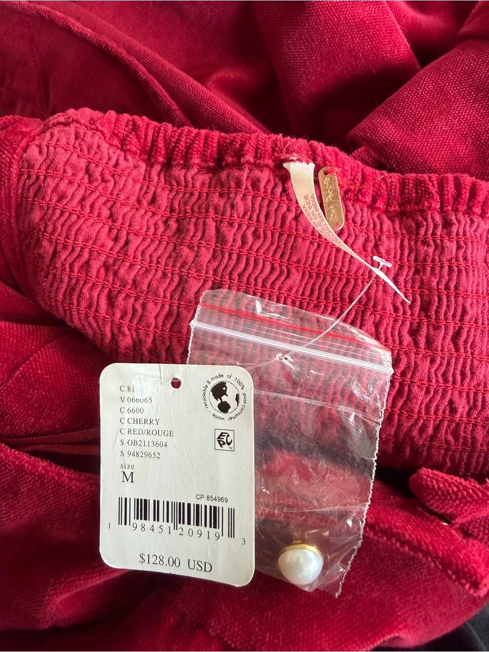 NWT Free People Silver Bells Romper Cherry Red Size Medium - Picture 5 of 5